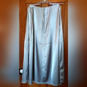 Floor length silver satin A-line skirt